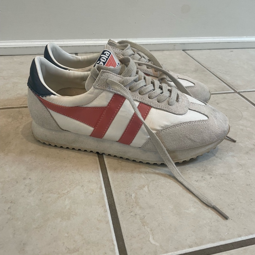 Gola Red and White Retro Sneakers Classic Low-Top Design